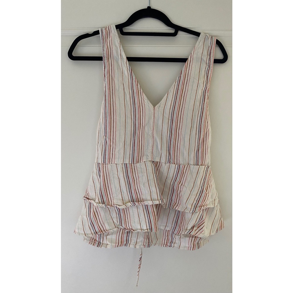American Eagle Striped Flounce Peplum Tank